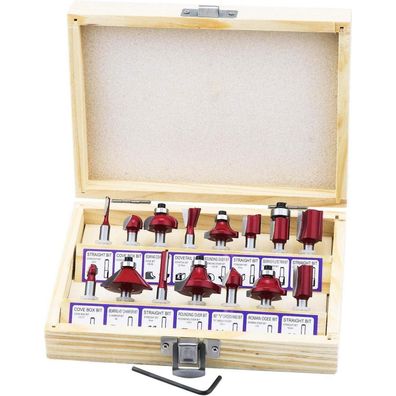 Hseamall 15-teiliges Fräser-Set 6.35 mm Schaft für Oberfräse, Holzfräser Zubehör