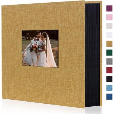 Miaikoe Fotoalbum 10x15 Leinen, große Kapazität für 600 Fotos, Khaki
