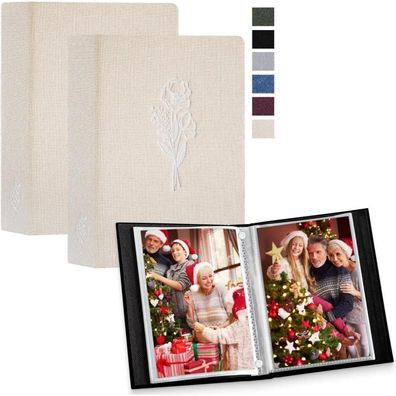 Lanpn Fotoalbum 13x18cm, 2er Pack, 100 Fotos pro Album, Leinen-Einsteckalbum