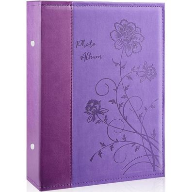 Miaikoe Fotoalbum 10x15 cm, 300 Fotos, Cover, Violett, große Lederoptik