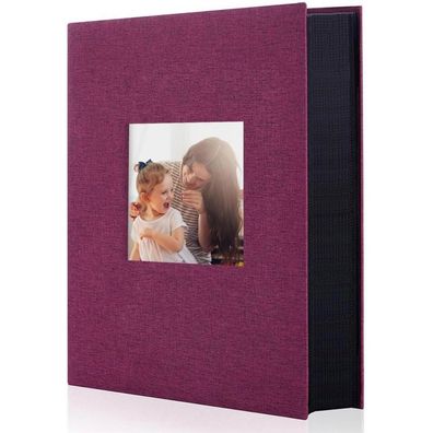 Miaikoe Leinen Fotoalbum für 300 Fotos 10x15cm, Violett - Slip-in Album mit