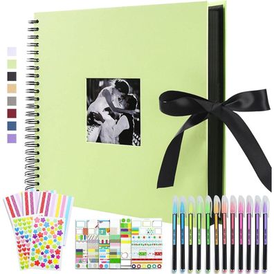 Vienrose Scrapbook Fotoalbum 30x30 cm, DIY Spiralalbum mit 80 schwarzen Seiten