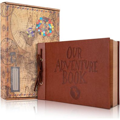 JIMBON Abenteuerbuch Fotoalbum zum Selbstgestalten, Leder Cover Reise