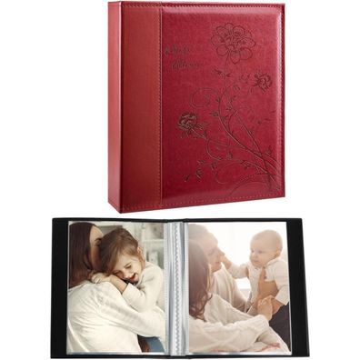 Miaikoe Kleines Fotoalbum 10x15 cm, 2er Pack, Rot - Platz für 100 Fotos