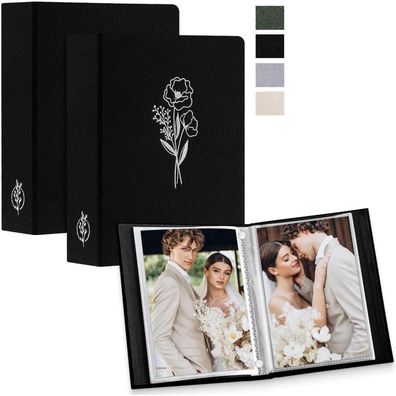 Lanpn Mini Leinen Fotoalbum für 9x13cm Fotos, 2er Pack, 50 Bilder pro Album