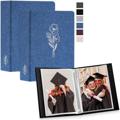 Lanpn Fotoalbum 13x18 cm, 2er Pack, Leinen-Einsteckalbum für 100