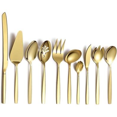 Berglander Gold Besteck Servierset 10 Stück, Edelstahl mit