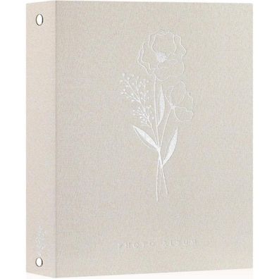 Lanpn Fotoalbum A4, 100 Bilder, Leinen Einsteckalbum für Hochformat Fotos, Beige