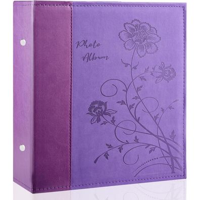 Miaikoe Fotoalbum 10x15 cm, 400 Fotos, Cover, Violett in Lederoptik