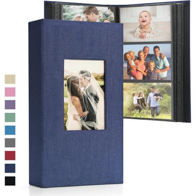 DazSpirit Fotoalbum 10x15 cm, Leinen-Fotobuch mit 300 Taschen, schwarze Seiten