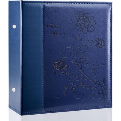 Miaikoe Fotoalbum 10x15 cm, Leder Cover, Blau, für 400 Fotos (vertikal)