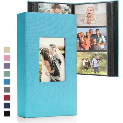 DazSpirit Fotoalbum 10x15 cm zum Einstecken - Leinen-Fotobuch mit 300 Taschen