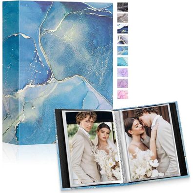 Lanpn Fotoalbum 10x15 cm, 2er Pack, Mini Leder Hardcover Einsteckalbum für 50