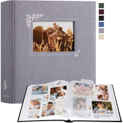 Lanpn Leinen Fotoalbum zum Selbstgestalten, Großes Fotobuch mit Fensterdesign