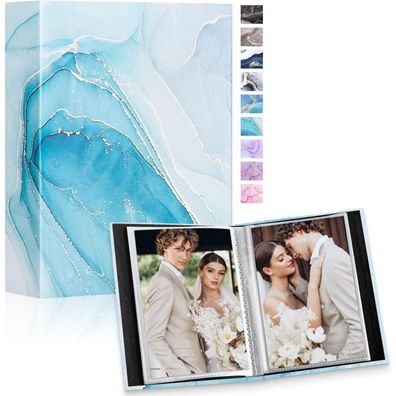 Lanpn Fotoalbum 10x15 cm, 2er Packung, Mini Leder Hardcover Einsteckalbum für