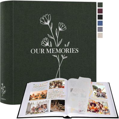 Lanpn OUR Memories Leinen Fotobuch zum Selbstgestalten, 160 weiße Seiten mit