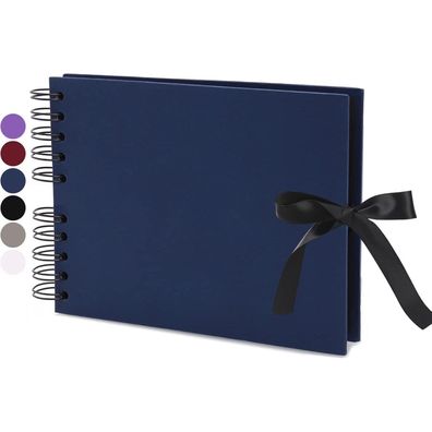 Vienrose DIY Fotoalbum zum Selbstgestalten, 24x17 cm, Marineblau, 40 Seiten für