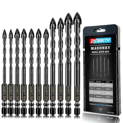 Dkibbith Hartmetall-Bit-Set 11-tlg. für diverse Materialien, 5-12mm