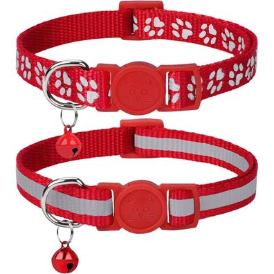 Taglory Reflektierendes Katzenhalsband mit Sicherheitsverschluss und Glöckchen