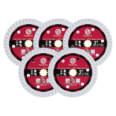 Focstol Diamant Trennscheibe 5 Stück, 75mm x 10mm, Turbo für Keramikfliesen