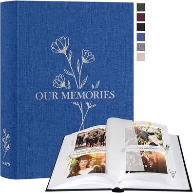 Lanpn Fotoalbum zum Selbstgestalten, Leinen Fotobuch "OUR Memories" mit 100