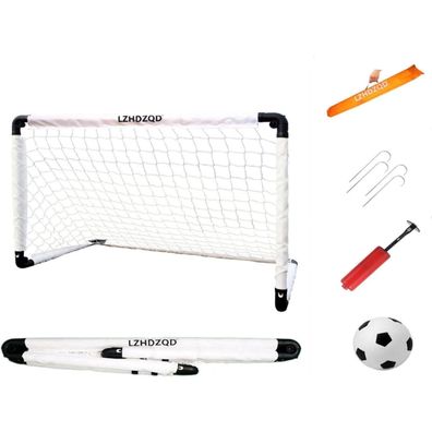 Lzhdzqd Klappbares Fußballtor für Kinder, 115x80cm, inkl. Ball und Pumpe, Weiß