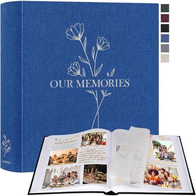 Lanpn Fotoalbum zum Selbstgestalten, Großes Leinen Fotobuch "OUR Memories" mit