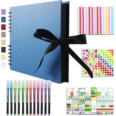 Vienrose DIY Fotoalbum zum Selbstgestalten, 28,5 x 21 cm, 80 Seiten, Marineblau