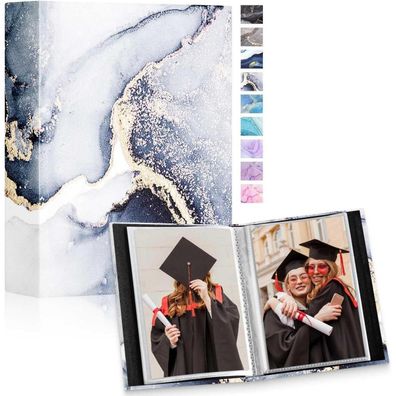 Lanpn Fotoalbum 10x15 cm, 2er Pack, Mini Leder Hardcover Einsteckalbum für 50