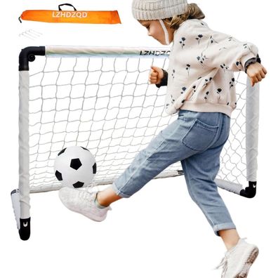 Lzhdzqd Klappbares Mini Fußballtor für Kinder, 90x60cm, Weiß - Perfekt für
