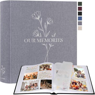 Lanpn Fotoalbum zum Selbstgestalten, Großes Leinen Fotobuch "OUR Memories" mit