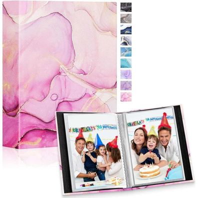 Lanpn Fotoalbum 10x15 cm, 2er Pack, Mini Leder Hardcover Einsteckalbum für
