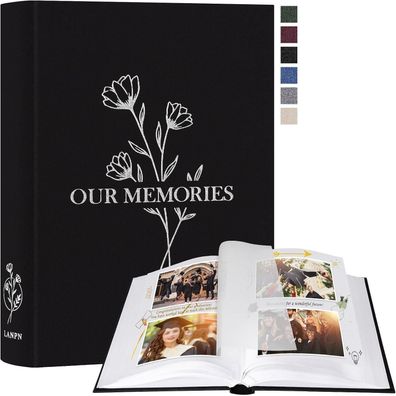 Lanpn Fotoalbum zum Selbstgestalten, Kleines Leinen Fotobuch "OUR Memories"