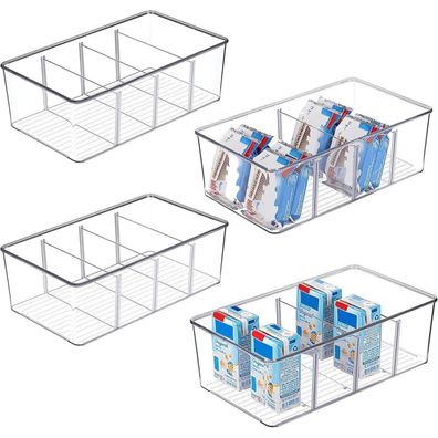 Vtopmart 4er Kühlschrank Organizer mit 4 Fächern, BPA-frei, stapelbar, für