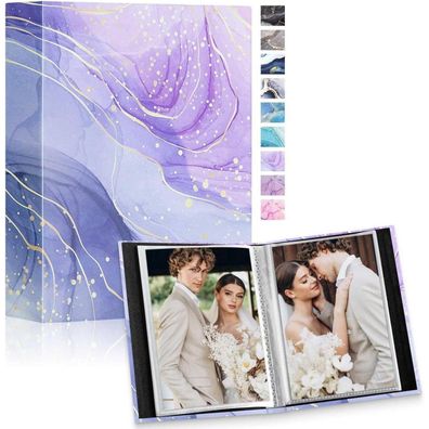 Lanpn Fotoalbum 10x15 cm, 2er Pack, Mini Leder Hardcover Einsteckalbum für 50
