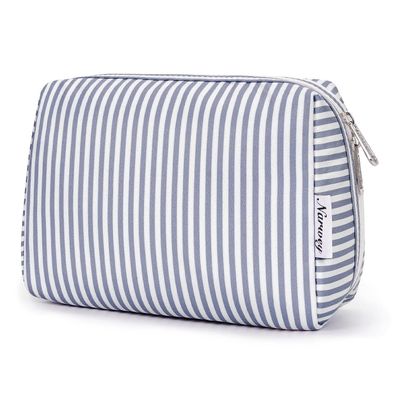 Narwey Kosmetiktasche Damen Schminktasche Kulturtasche - Graublaue Streifen
