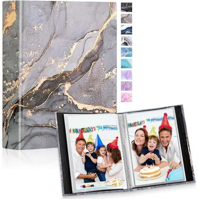 Lanpn Fotoalbum 10x15 cm, 2er Pack, Mini Leder Hardcover Einsteckalbum für 50