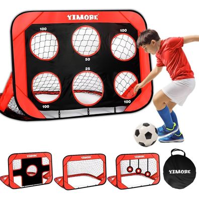 YIMORE Pop-Up Fußballtor für Kinder, 120x80x80 cm, Rot, mit Tragetasche, 4