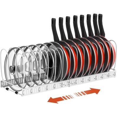 Housolution Pfannenhalter für Schublade, erweiterbarer Topfdeckelhalter mit 14