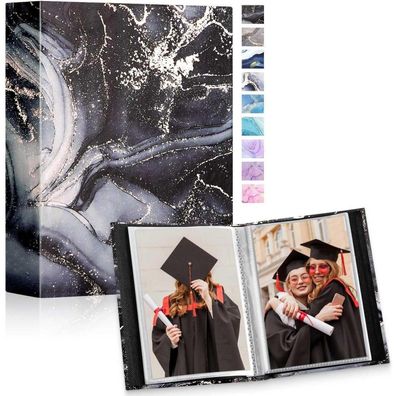 Lanpn Fotoalbum 10x15 cm, 2er Pack, Klein Mini Leder Hardcover Einsteckalbum