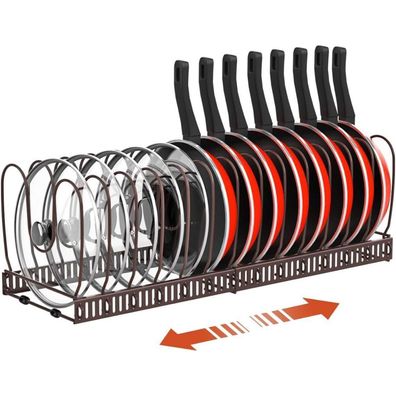 Housolution Pfannenhalter für Schublade, erweiterbarer Topfdeckelhalter mit 14