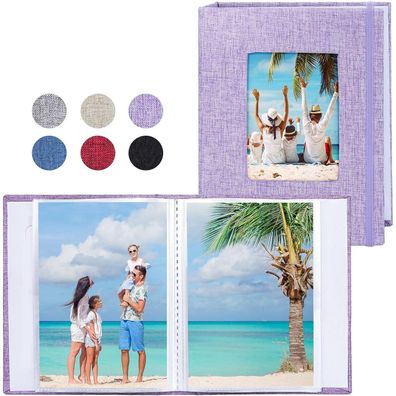 Vienrose Fotoalbum Klein 10x15, 2er Pack Leinen Cover mit Frontfenster, 26