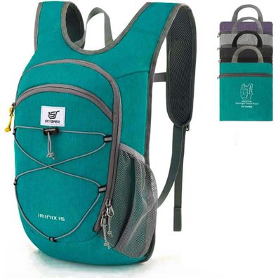 Skysper Kleiner Rucksack 15L/20L, faltbar, leicht, für Damen & Herren, Cyan