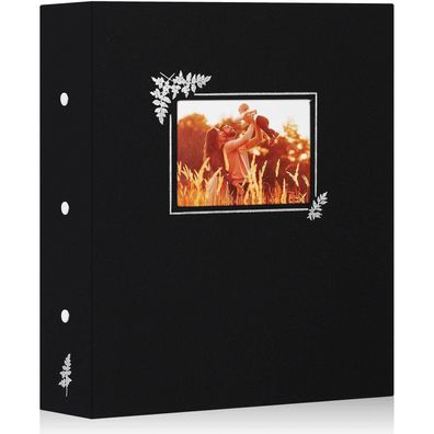 Lanpn Fotoalbum Leinen Schwarz 600 Fotos 11,5x15 cm Einsteckalbum für vertikale