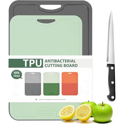 Gintan 2er Set Flexible TPU Schneidebretter BPA-frei, mit Saftrille, kratzfest