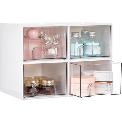 Vtopmart 4er Stapelbare Aufbewahrungsboxen aus Acryl, Organizer für Bad