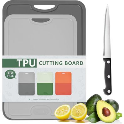 Gintan 2er Set Flexible TPU Schneidebretter, BPA-frei, kratzfest