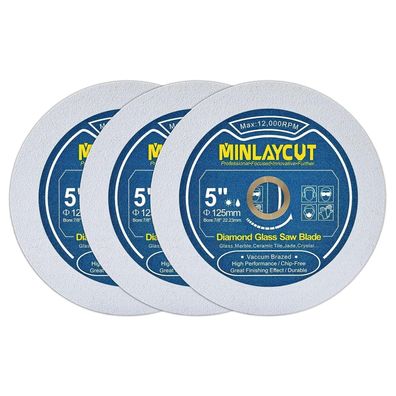 Minlaycut Diamant-Glasschneidescheibe 3er Set, 125mm Sägeblätter für Glas