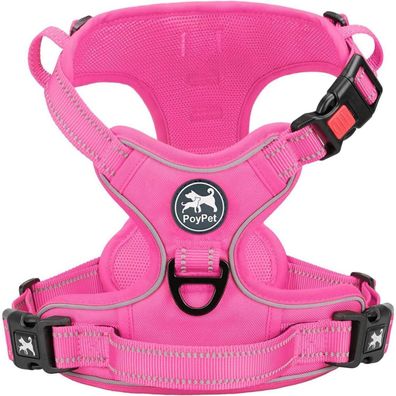 PoyPet Kein Pull Hundegeschirr Rosa XS - Reflektierend, weich gepolstert mit