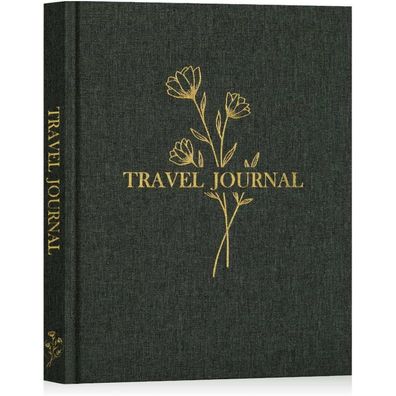 Lanpn Reisetagebuch Notizbuch (Grün) - 110 Seiten Leinen Fotobuch Reisejournal
